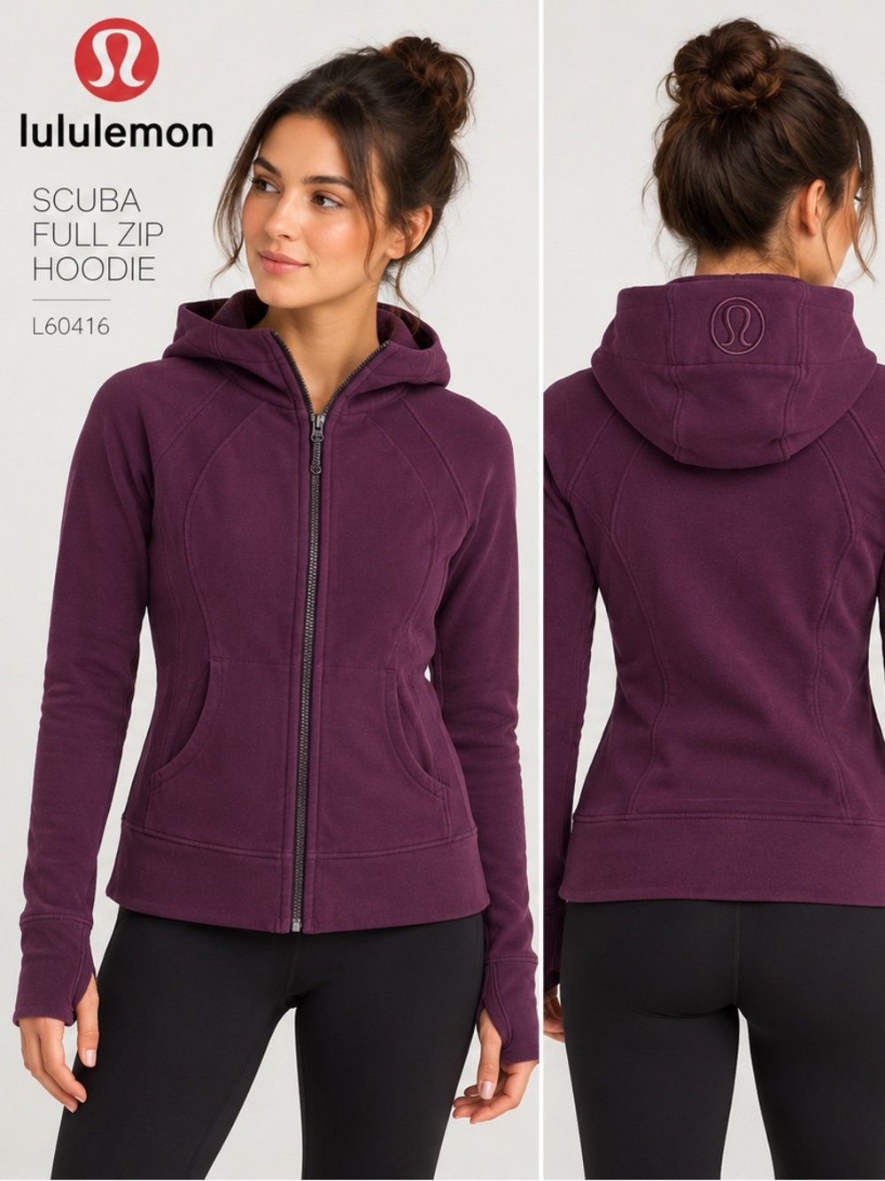 Lululemon L60416 Scuba Full-Zip Hoodie – Plum Purple – Size 10